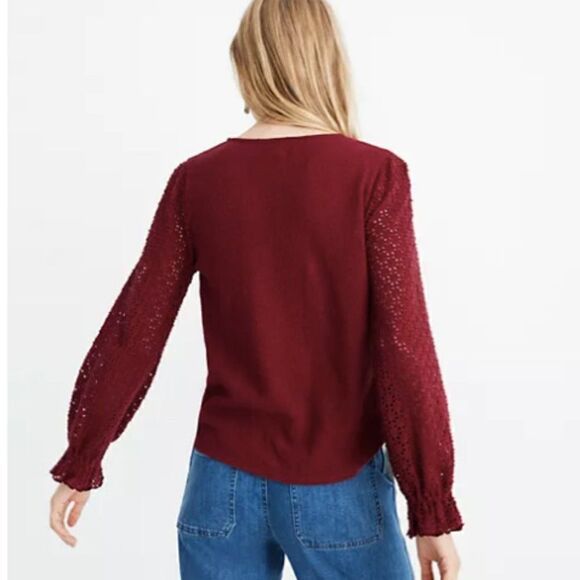 Madewell Texture & Thread Eyelet Mix Ruffle-Sleeve Top - Picture 5 of 6